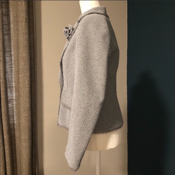 Anne Klein gray tweed blazer with boutonnière - Picture 7 of 11